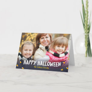 Blue Gradient Candy Corn Happy Halloween Foto Kaart