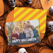 Blue Gradient Candy Corn Photo Happy Halloween Kaart