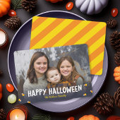 Blue Gradient Candy Corn Photo Happy Halloween Kaart