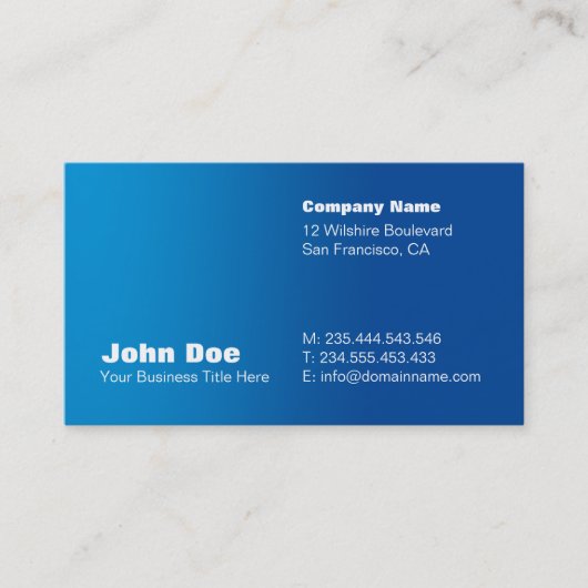 Blue Gradient Custom Business Card-template Visitekaartje (Voorkant)