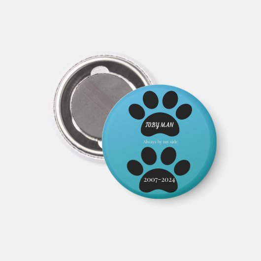 Blue Gradient Double Paw Print Remembrance Magneet (Voorkant / Achterkant)