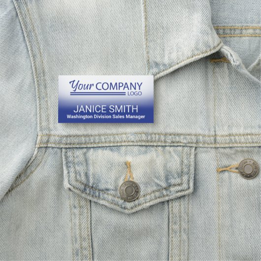 Blue Gradient Logo Branded Convention Trade Show Naamplaatje (In situ)