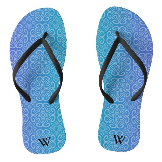 Blue Gradient Mandala Zen Pattern Personalized Teenslippers (Voetbed)