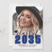 Blue Graduate Photo Graduation Aankondiging (Voorkant)