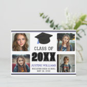 Blue Graduation  Announcement Aankondiging (Staand voorkant)