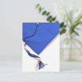 Blue Graduation Cap en Tassel Briefkaart (Staand voorkant)