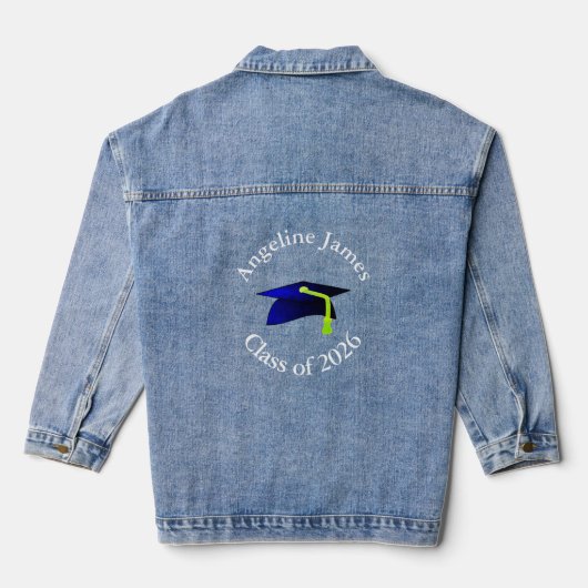 Blue Graduation Cap - Klasse van 2024-jouw naam Denim Jacket (Achterkant)