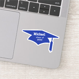 Blue Graduation Cap met Tassel - Naam / Klasse van Sticker