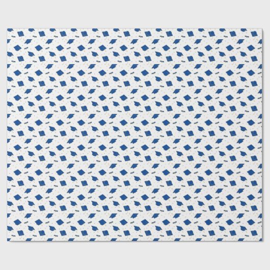 Blue Graduation Cap Toss Cadeaupapier (Vlak)