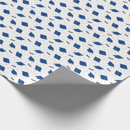 Blue Graduation Cap Toss Cadeaupapier (Hoek)