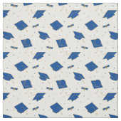 Blue Graduation Cap Toss Stof (Swatch)