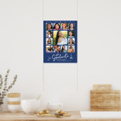 Blue Graduation K–12 Photo Collage White Doodles Poster (Keuken)