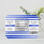 Blue Graduation Party Admission Ticket Kaart (Staand voorkant)