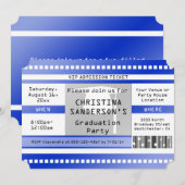 Blue Graduation Party Admission Ticket Kaart (Voorkant / Achterkant)