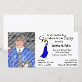 Blue Graduation Party Photo Invitation (Voorkant / Achterkant)