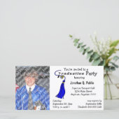 Blue Graduation Party Photo Invitation (Staand voorkant)
