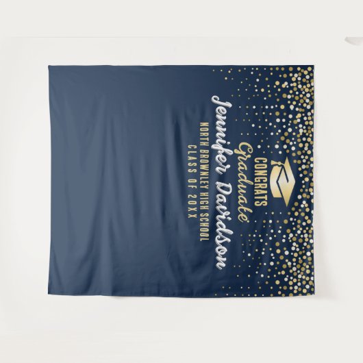 Blue Graduation Party Photobooth achtergrond Wandkleed (Voorkant (horizontaal))