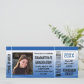Blue Graduation Party Ticket Kaart (Staand voorkant)