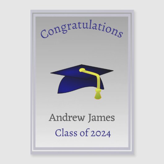 blue graducap in Silver - Gefeliciteerd (Voorkant)