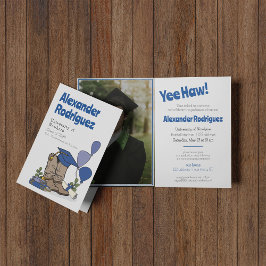 Blue Graduing Cap Cowboy Boot Arrangement