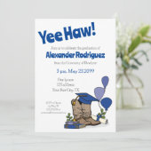 Blue Graduing Cap Cowboy Boot Arrangement Kaart (Staand voorkant)