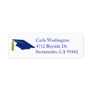Blue Graduing Cap Return Address Label