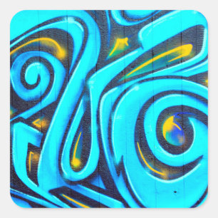 Blue Graffiti Street Art Abstract Vierkante Sticker