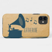 Blue  Gramophone BT ID iPhone 5 Hoesje (Achterkant (horizontaal))