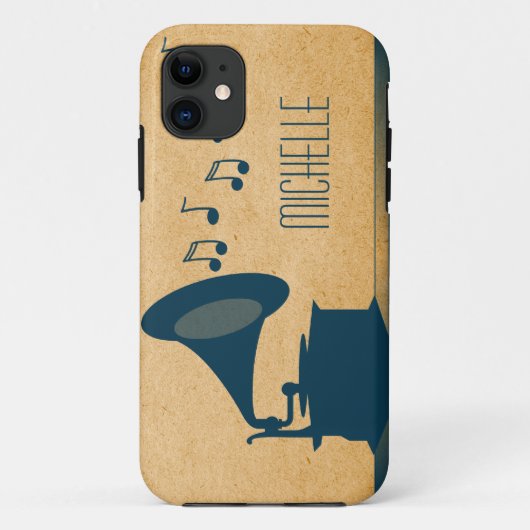 Blue  Gramophone BT iPhone 5 Hoesje (Achterkant)