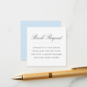 Blue Grand Millennial Boek Aanvraag Baby shower Informatiekaartje