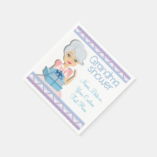 Blue Grandma Baby shower Party Napkins Servetten (Hoek)