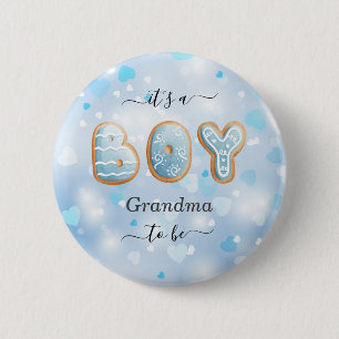 Blue Grandma to Be Boy Baby shower Button
