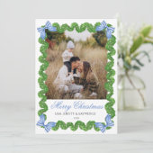 Blue Grandmillennial Family Photo Christmas Card Kaart (Staand voorkant)