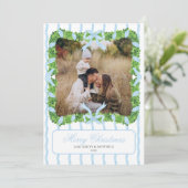 Blue Grandmillennial Photo Christmas Card Kaart (Staand voorkant)