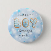 Blue Grandpa to be Boy Baby shower Button (Voorkant)