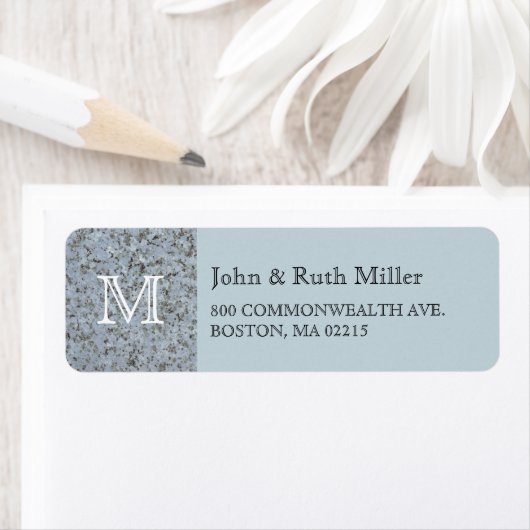 Blue Granite Monogram Return Address Labels (Insitu)