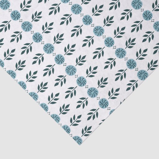 Blue Graphic Floral Pattern Tissuepapier (Detail)