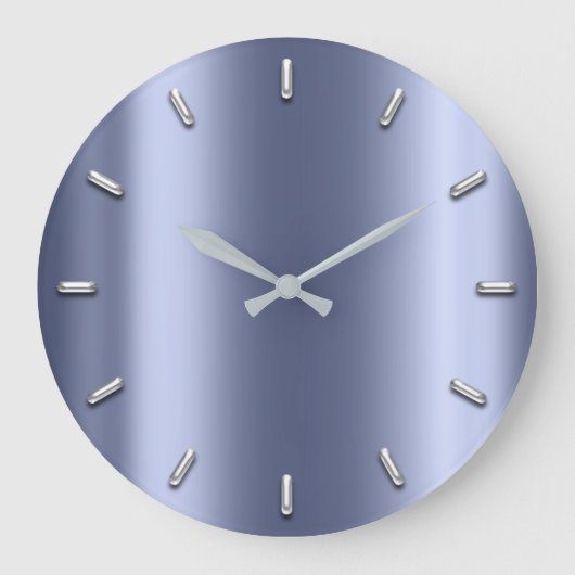 Blue Graphite Metallic Minimal Silver Grey Grote Klok (Voorkant)