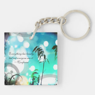 Blue Grass Pop Art Sparkle Sleutelhanger
