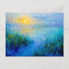 Blue Grasslands bij zonsopgang in de ochtend Feestdagenkaart