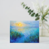 Blue Grasslands bij zonsopgang in de ochtend Feestdagenkaart (Staand voorkant)