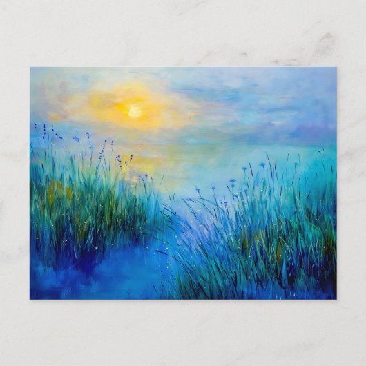 Blue Grasslands bij zonsopgang in de ochtend Feestdagenkaart (Voorkant)