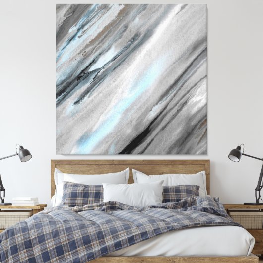 Blue Gray Abstract Canvas Afdruk (Insitu (Slaapkamer))