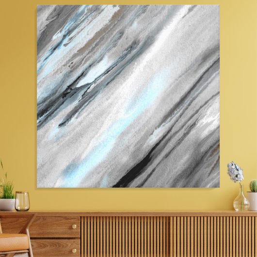 Blue Gray Abstract Canvas Afdruk (Insitu (Woonkamer))