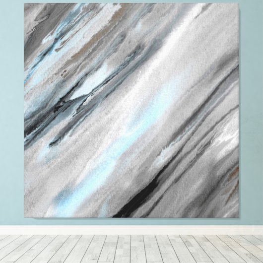 Blue Gray Abstract Canvas Afdruk (Insitu (Houten vloer))