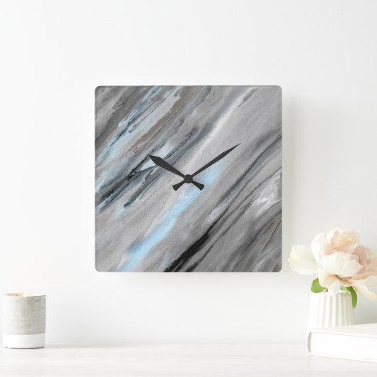 Blue Gray Abstract Vierkante Klok (Huis)