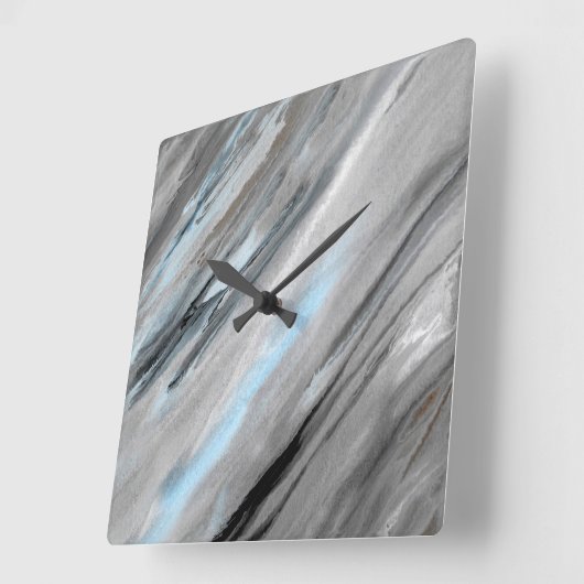 Blue Gray Abstract Vierkante Klok (Hoek)