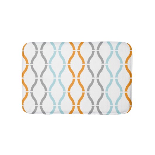 Blue, gray and orange funky stripes pattern badmat (Voorkant)