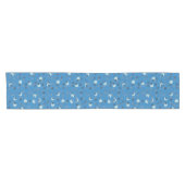 blue, gray and white polka dot abstract korte tafelloper (Horizontaal)
