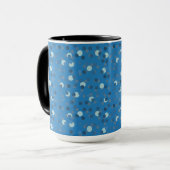 blue, gray and white polka dot abstract mok (Voorkant links)